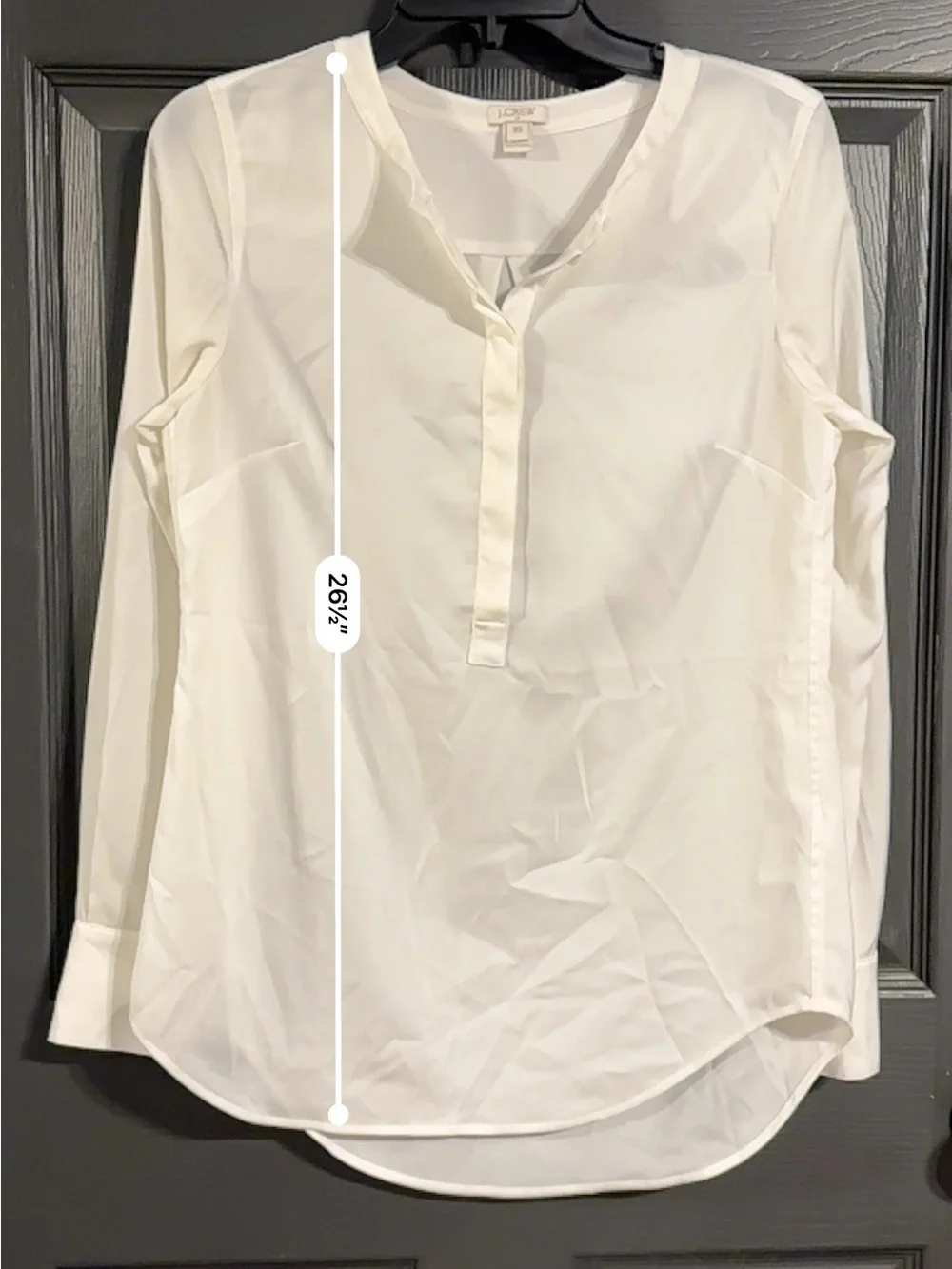J. Crew White Split V-Neck Long-Sleeve Blouse